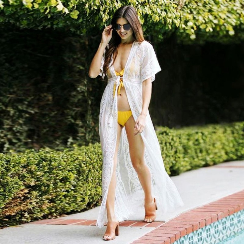 White Lace Kimono Cover Up